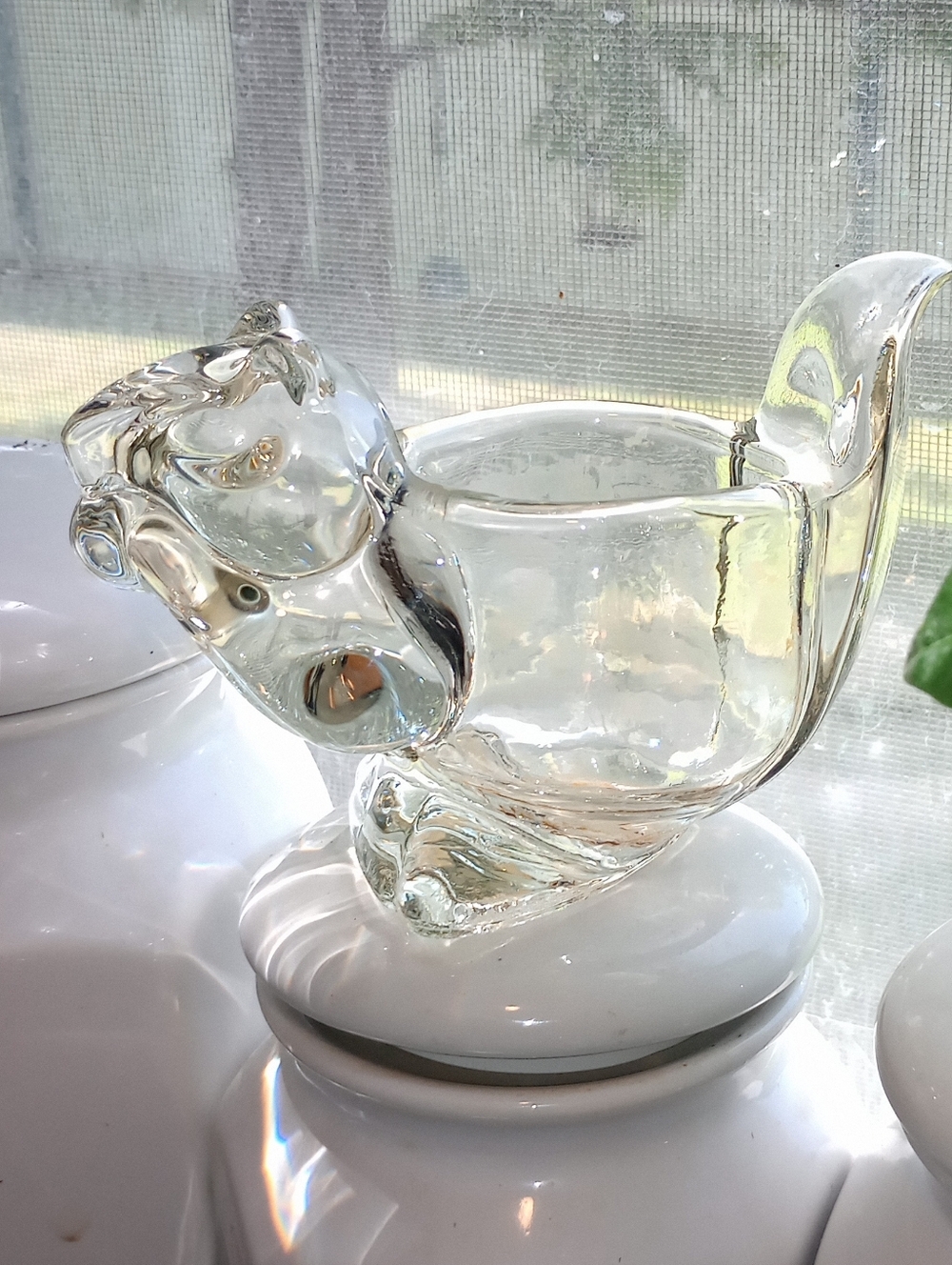 Vintage Avon Clear Glass Squirrel Votive Candle Holder